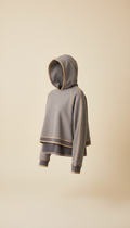 Cropped Hoodie with Contrast Piping